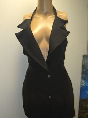 Chic Black Halter Blazer Dress "Unaltered"- XS